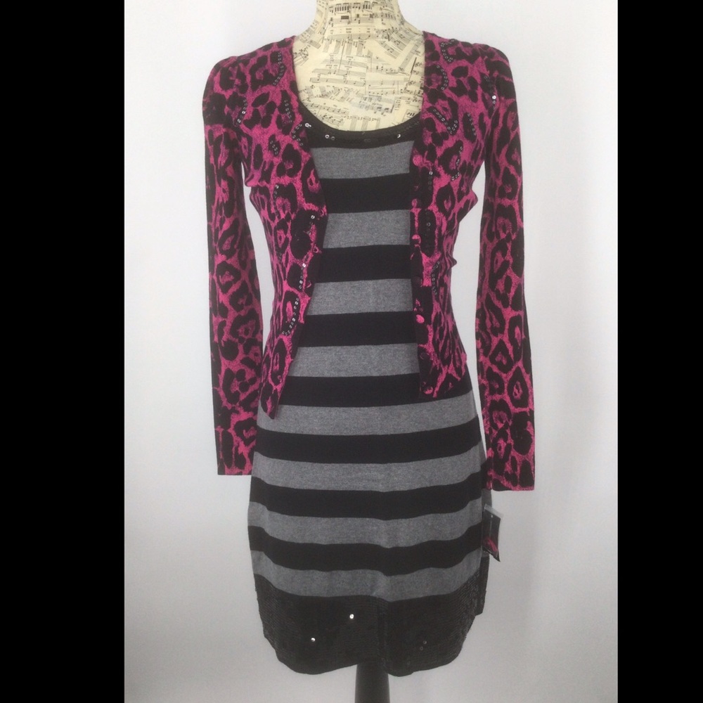 Glimmer by j j basic XL (L) Blk/Grey sweater dress